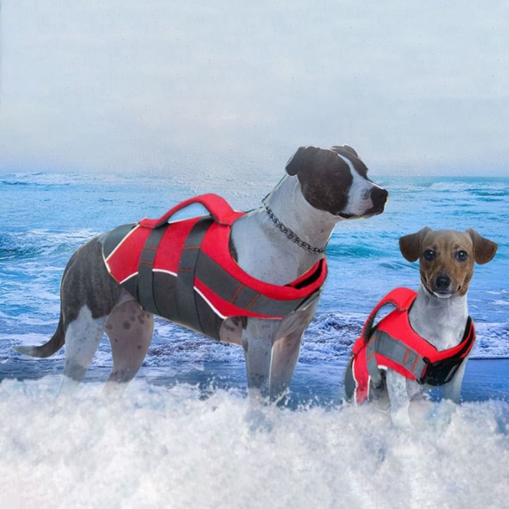 Life Jacket Buoyancy - เสื้อชูชีพสุนัขแบบสะท้อนแสง ปรับได้ ระบายอากาศได้ดี เสื้อกั๊กนิรภัยสำหรับสัตว์เลี้ยง เพิ่มแรงลอยตัว ผ้าอ๊อกซ์ฟอร์ด